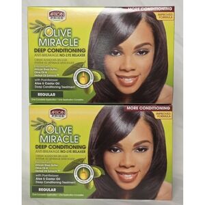 African Pride Olive Miracle DEEP Conditioning Anti Breakage No Lye Relaxer X 2